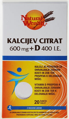 Natural Wealth - KALCIJEV CITRAT 600 mg + D 400 I.E.