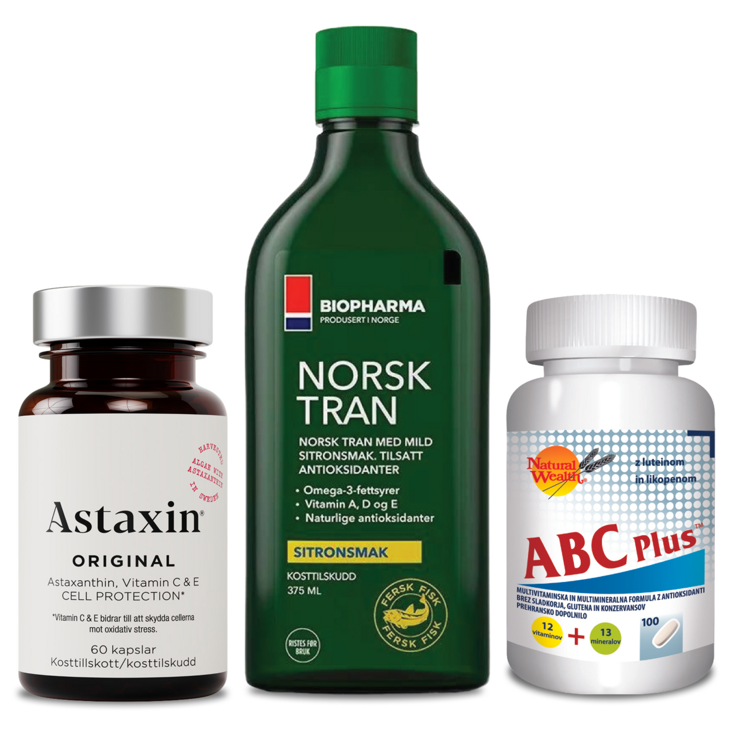 PAKET: Celostno zdravje (Astaxin Original + Norsk Tran + ABC Plus)