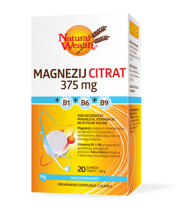 Natural Wealth, MAGNEZIJ CITRAT 375mg + B1 + B6 + B9